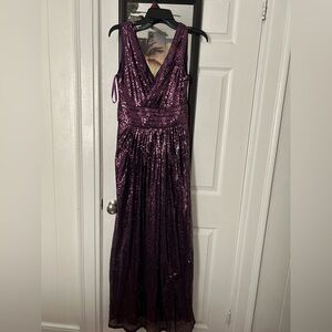 Kate kasin Elegant Purple Sequin Evening Gown